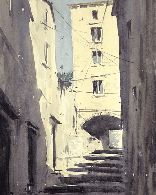 Šibenik , 25x40cm, watercolor on paper. 1