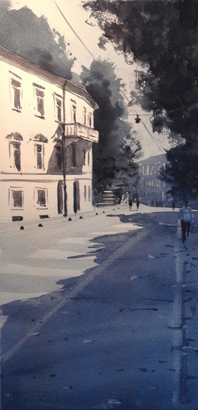 akvarel, 37 x 17, mesnička 1